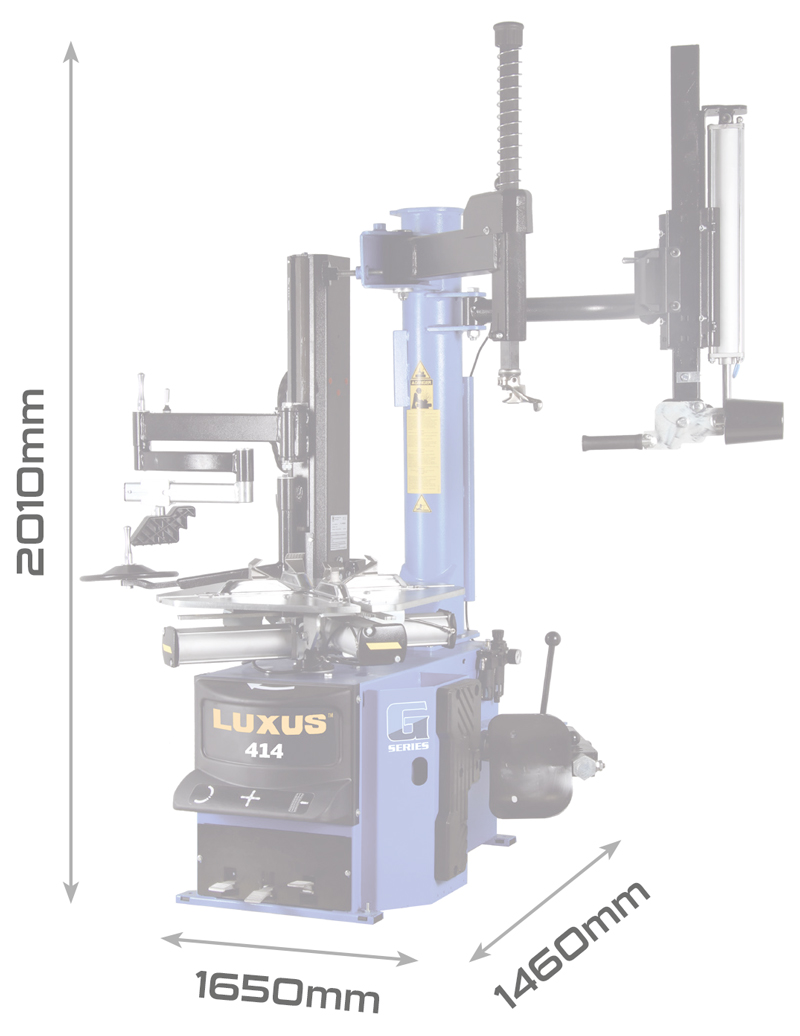 414-240V-dims Luxus 414 G-Series Tyre Changer