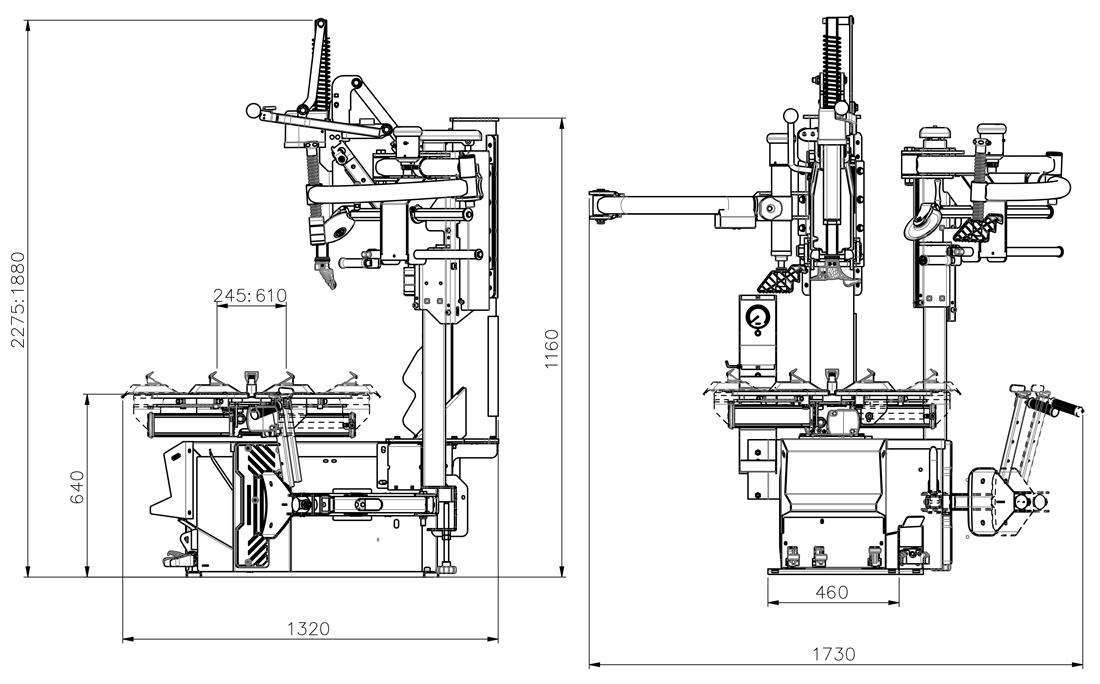 814G-Dims-2025-web Luxus 814 G-Series Tyre Changer