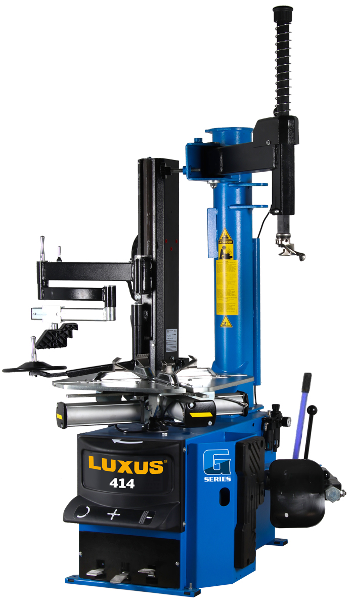 The Luxus 414 G-Series can be supplied with a 12V motor and light press arm, with manual bead press, for mobile fitting operations.