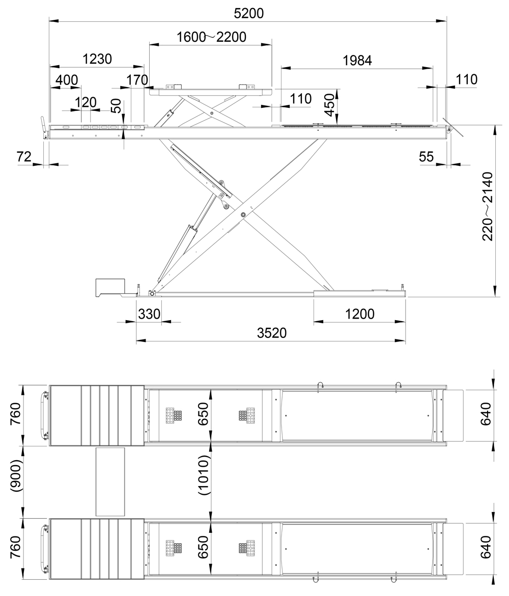 SX50-AL-dims Luxus SX50-AL+ Scissor Lift